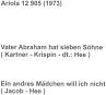 Ariola 12 905 (1973)      Vater Abraham hat sieben Söhne ( Kartner - Krispin - dt.: Hee )    Ein andres Mädchen will ich nicht ( Jacob - Hee )